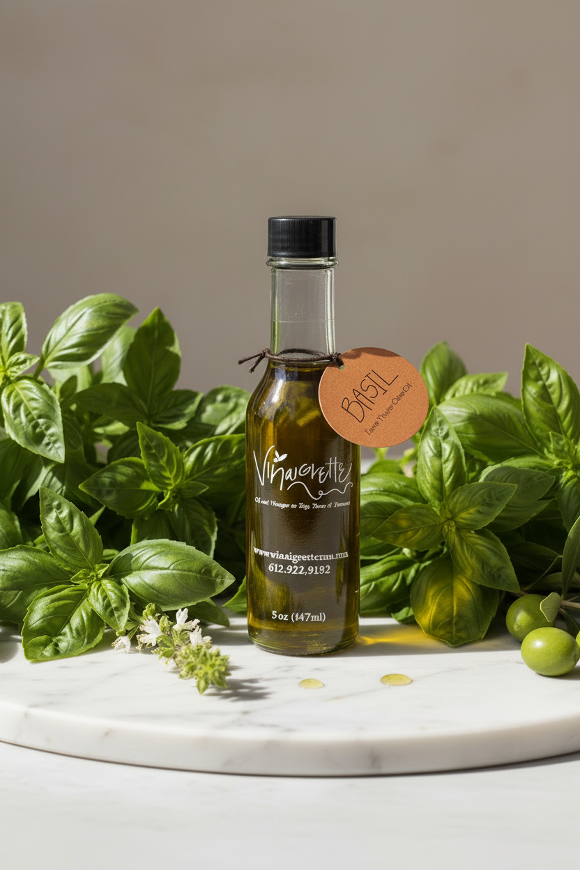 Basil Olive Oil - Zoomed to Match Tangerine Proportions